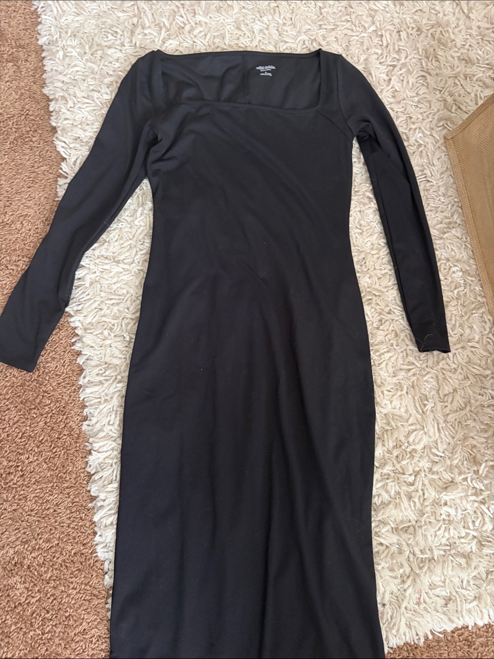 wild fable Black Long-Sleeve Square Neck Bodycon Dress